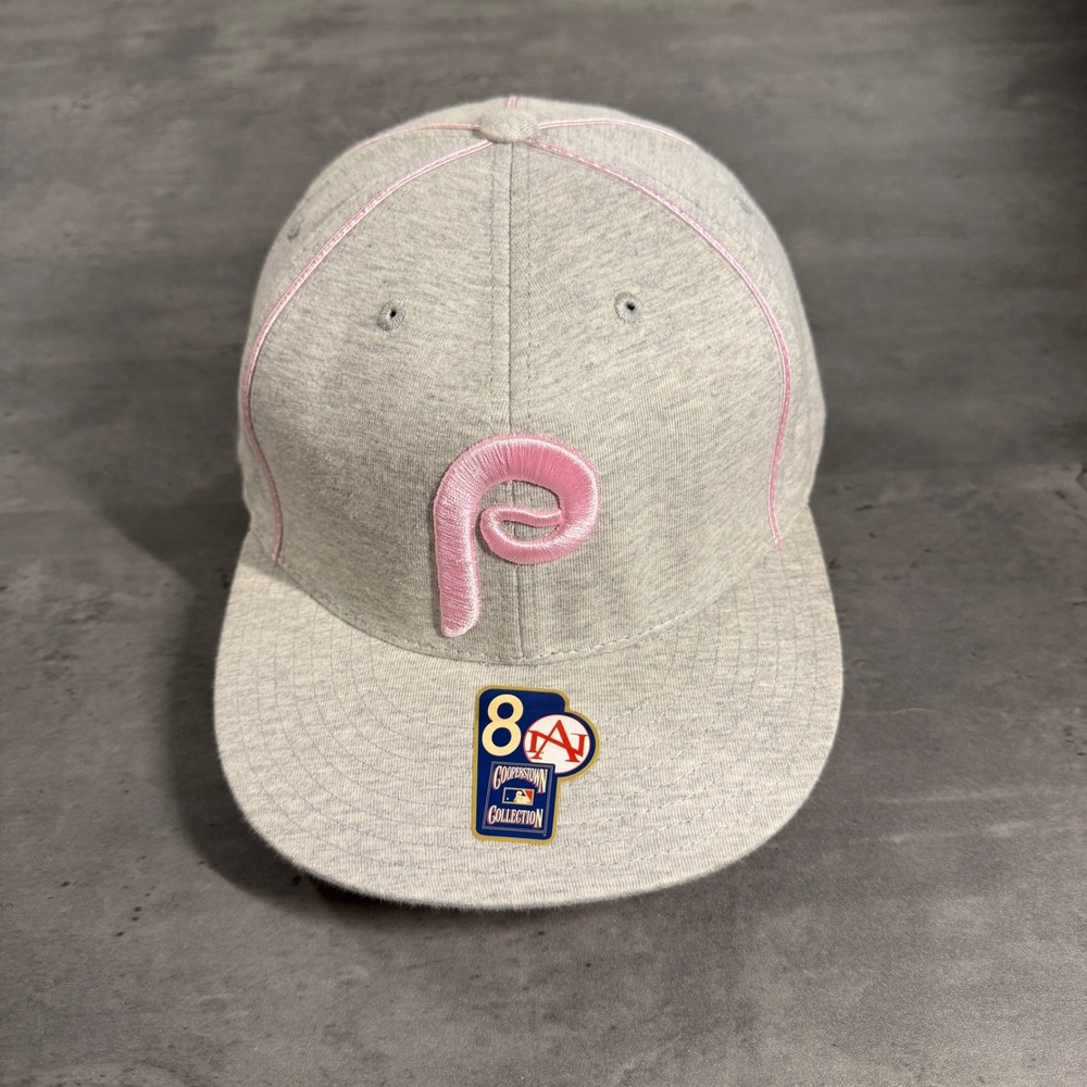 American Needle Philadelphia Phillies Hat 8 Grey Pink Cooperstown Fitted MLB Cap